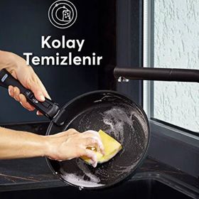 Ceraware Hona Daily 9 Parça Siyah Ayrılabilen Saplı Seramik Yapışmaz Tencere Tava Seti