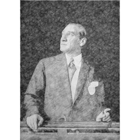 Çerçevelet Karakalem Atatürk Portresi 140x200 cm