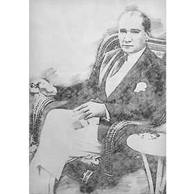 Çerçevelet Karakalem Atatürk Portresi 35x50 cm