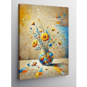 Çerçevelet Vazodaki Çiçekler 50x70 cm Kanvas Tablo