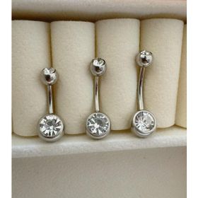 Cerrahi Çelik İki Tarafı Taşlı 10 mm Klasik Göbek Piercingi