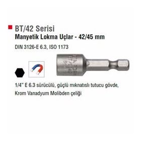 Ceta Form BT-0542 1-4 inç 5.5x42 mm 12 Adet Manyetik Lokma Uç