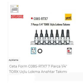 Ceta Form C08S-RTX7 7 Parça 1/4 inç Torx Uçlu Lokma Takımı