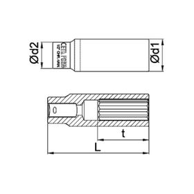 Ceta Form C24-B22 1-2 inç 12 Köşe Yıldız Derin 22 mm Lokma Anahtar