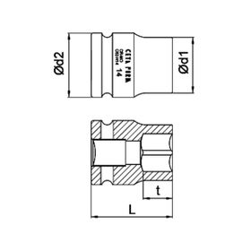 Ceta Form C62-H12 1-2 inç 6 Köşe Havalı 12 mm Lokma Anahtar
