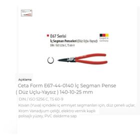Ceta Form E67-44-0140 140 mm İç Segman Pensele