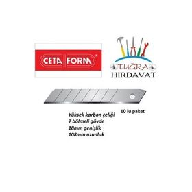 Ceta Form J45-RDM 18 mm 10'lu Paket Maket Bıçağı Yedeği