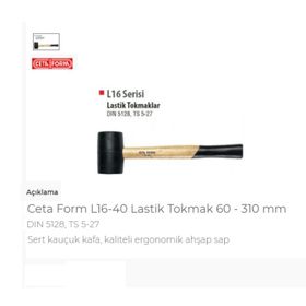 Ceta Form L16-40 60 mm Lastik Tokmak