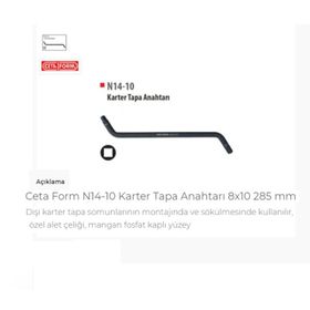Ceta Form N14-10 Karter Tapa Anahtarı
