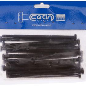 Çetin M6x120 Din 931 8.8 Kalite Akb Yarım Diş Çelik Siyah 20 Adet Civata