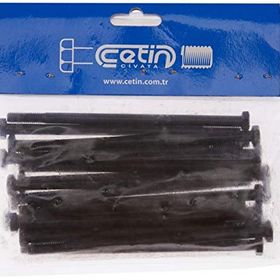 Çetin M6x120 Din 931 8.8 Kalite Akb Yarım Diş Çelik Siyah 20 Adet Civata