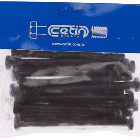 Çetin M8X110 Din 931 20 Adet 8.8 Kalite Akb Çelik Siyah Cıvata