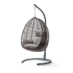 Cewi Clas Swing Kahve Rattan Gri Oturumlu Salıncak