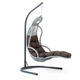 Cewi Elit Swing Gri Rattan Kahve Oturumlu Salıncak