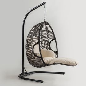 Cewi Max Swing Kahve Rattan Krem Oturumlu Salıncak