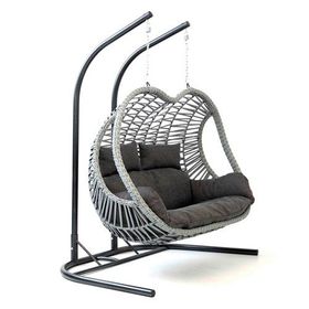 Cewi Pop Swing Gri Rattan Kahve Oturumlu Salıncak