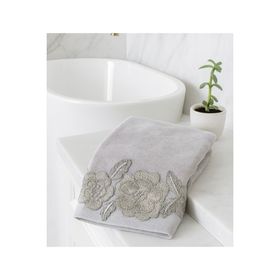 Çeyiz Bahçesi 50x90 cm Gülşen 3 Boyutlu Gri Kadife Havlu