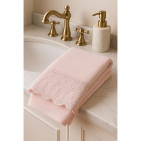 Çeyiz Bahçesi 50x90 cm Pudra Pıtırcık Kadife Havlu