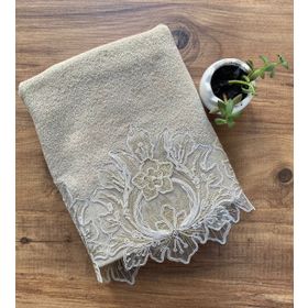 Çeyiz Bahçesi Ahva 50x90 cm Cappuccino Kadife Havlu