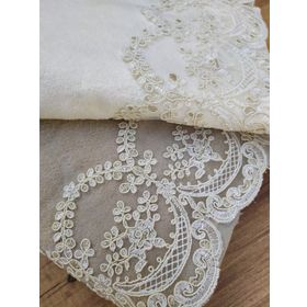 Çeyiz Bahçesi Aslım 2 Adet 50x90 cm Fransız Güpürlü Kadife Havlu Takımı