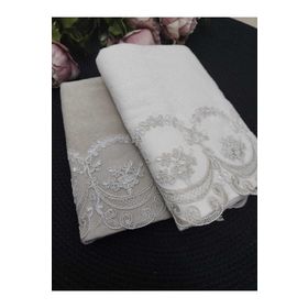 Çeyiz Bahçesi Aslım 2 Adet 50x90 cm Fransız Güpürlü Kadife Havlu Takımı