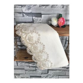 Çeyiz Bahçesi Aslım 50x90 cm Fransız Güpürlü Krem Kadife Havlu
