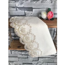 Çeyiz Bahçesi Aslım 50x90 cm Fransız Güpürlü Krem Kadife Havlu