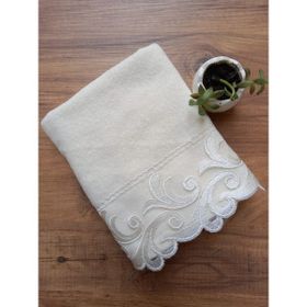 Çeyiz Bahçesi Berrin 50x90 cm Krem Kadife Havlu