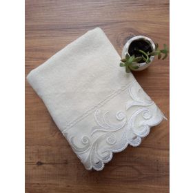 Çeyiz Bahçesi Berrin 50x90 cm Krem Kadife Havlu