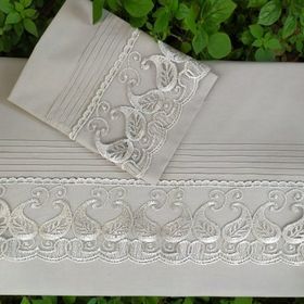 Çeyiz Bahçesi Enise Fransız Güpürlü Nervürlü Gri Çeyizlik Çift Kişilik Nevresim Takımı