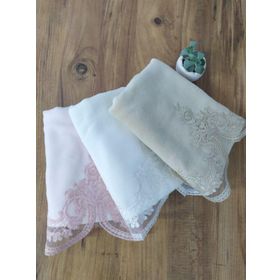 Çeyiz Bahçesi Hüzün 3 Adet 50x90 cm Fransız Güpürlü Kadife Havlu Takımı