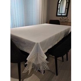 Çeyiz Bahçesi İnci 160x220 cm Linen Keten Beyaz Masa Örtüsü