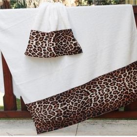 Çeyiz Bahçesi Leopar Bambu 50x90 cm havlu ve 100x160 cm Banyo Havlusu Hamam Takımı