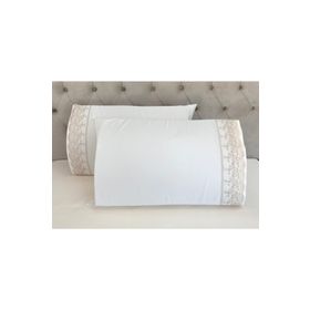 Çeyiz Bahçesi Lina 2 Adet 50x70 cm Fransız Güpürlü Cappuccino Krem Yastık Kılıfı