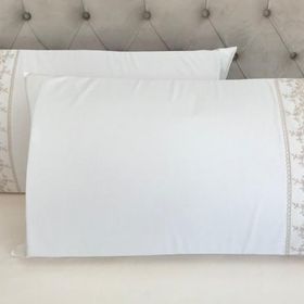 Çeyiz Bahçesi Lina 2 Adet 50x70 cm Fransız Güpürlü Cappuccino Krem Yastık Kılıfı