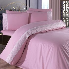 Çeyiz Bahçesi Liza Pudra Çift Kişilik 200x220 cm Nevresim Takımı