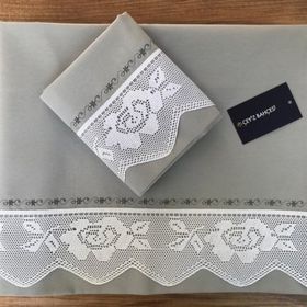 Çeyiz Bahçesi Rose Dantelli Gri Pikolu Çift Kişilik Nevresim Takımı