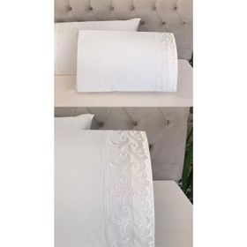 Çeyiz Bahçesi Sarmaşık 2 Adet 50x70 cm Fransız Güpürlü Beyaz Yastık Kılıfı