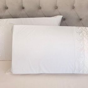 Çeyiz Bahçesi Sarmaşık 2 Adet 50x70 cm Fransız Güpürlü Beyaz Yastık Kılıfı