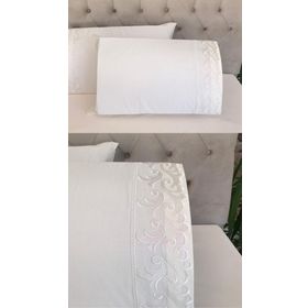 Çeyiz Bahçesi Sarmaşık 2 Adet 50x70 cm Fransız Güpürlü Beyaz Yastık Kılıfı