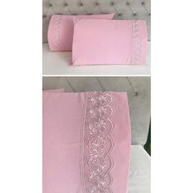 Çeyiz Bahçesi Zambak 2 Adet 50x70 cm Fransız Güpürlü Pudra Yastık Kılıfı