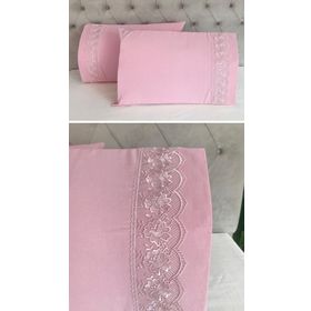 Çeyiz Bahçesi Zambak 2 Adet 50x70 cm Fransız Güpürlü Pudra Yastık Kılıfı