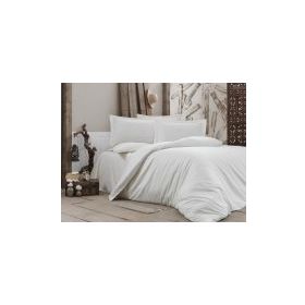 Çeyiz Diyarı 179700 Stripe Beyaz Pamuk Saten Çift Kişilik Nevresim Takımı