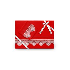 Çeyiz Diyarı 179863 Işıltı İğne Oyalı Kırmızı Nevresim Takımı