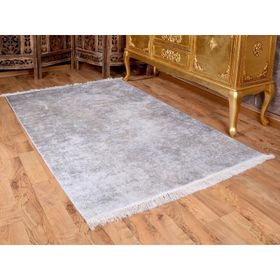 Çeyiz Diyarı 658201 Duru Gri Latex Kaymaz Taban Dijital Baskı Kadife 180x280 cm Halı