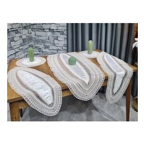 Çeyiz Diyarı Adella 5 Parça Krem Gold Kadife Salon Örtü Takımı