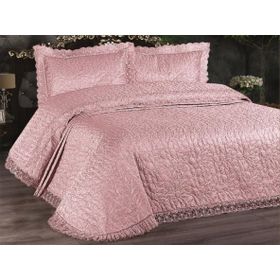 Çeyiz Diyarı Carilla Kapitoneli Fransız Güpürlü Yatak Örtüsü Pudra - 250 x 260 cm