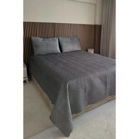 Çeyiz Diyarı CD442606 Antrasit Velica Çift Kişilik Kadife Yatak Örtüsü