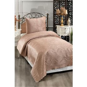 Çeyiz Diyarı CD442626 Cappucino Velica Tek Kişilik Kadife Yatak Örtüsü