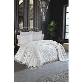 Çeyiz Diyarı Crown Krem Yatak Örtüsü